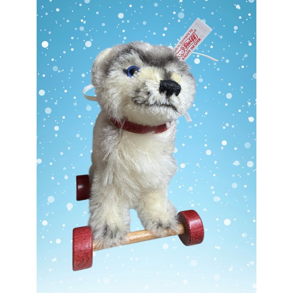 Steiff Husky on Wheels Ornament 2008 Ltd 1500 Open Box Unassigned COA